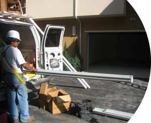 worker setting up for roof installation