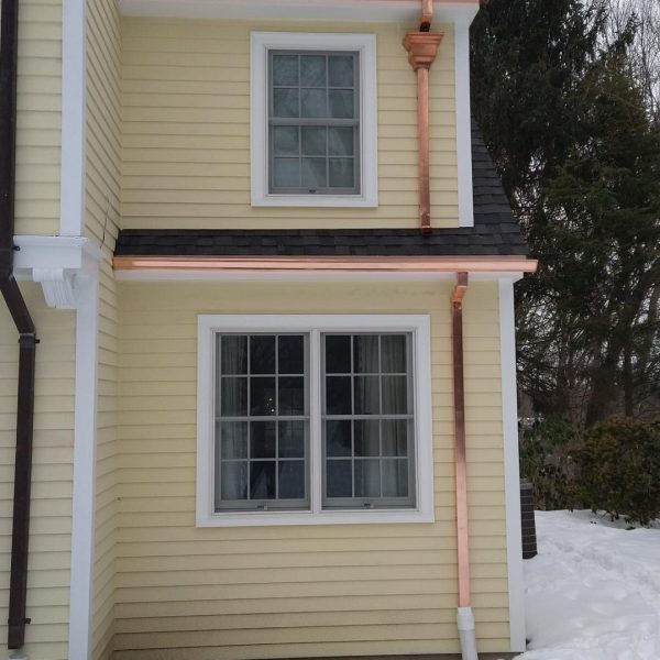 Nor'easter installed copper gutters on home in MA